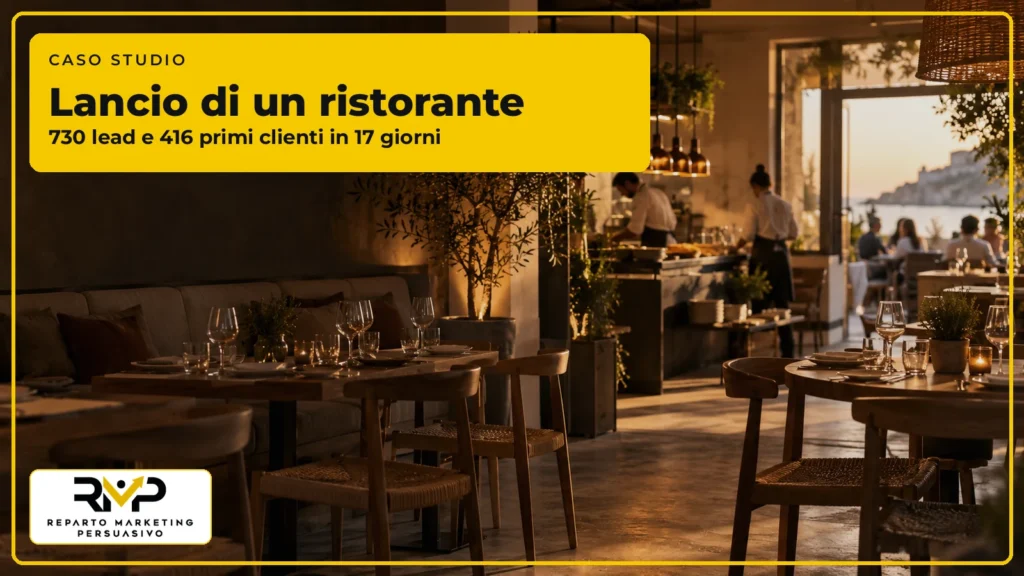 Caso studio RMP sul lancio di un ristorante con 730 lead e 416 primi clienti in 17 giorni
