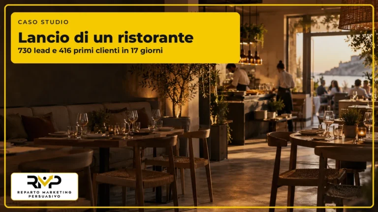 Caso studio RMP sul lancio di un ristorante con 730 lead e 416 primi clienti in 17 giorni