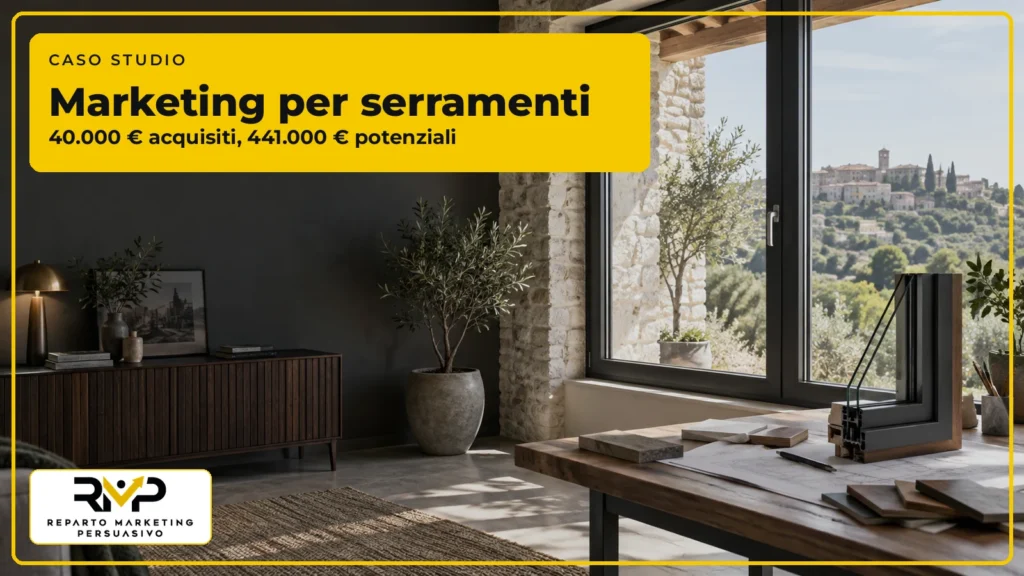 Caso studio RMP sul marketing per serramenti con 40.000 euro acquisiti e 441.000 euro potenziali