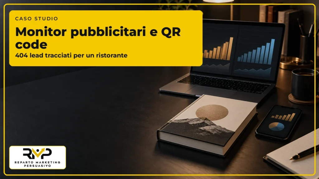 Caso studio RMP su monitor pubblicitari e QR code che hanno generato 404 lead per un ristorante